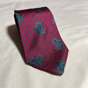 DAKS Paisley Burgundy and Blue Imported Silk Men's Tie